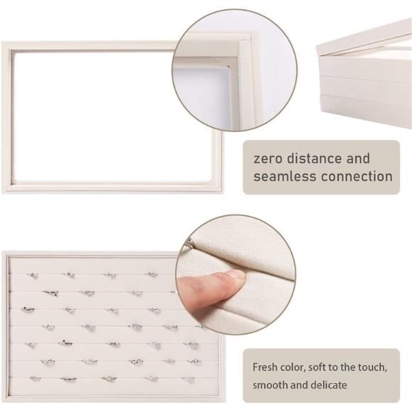 Stackable Jewelry Trays Organizer Set with Clear Lid, Trays for Drawer, Earring - Picture 2 of 6